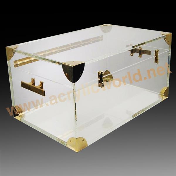 clear acrylic display box with lock and metal corner